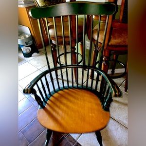 Antique, green, and rich wood rocking chair for sale. Asking $65 obo.